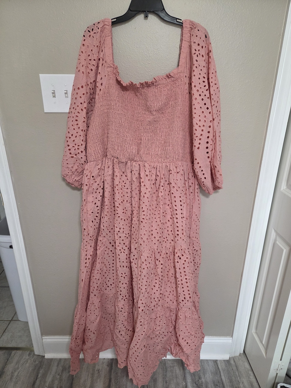 City Chic NWT Smocked Eyelet Maxi Dress in Dusty Rose